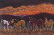 Sunset-Mustangs-22-x-15-Pastel